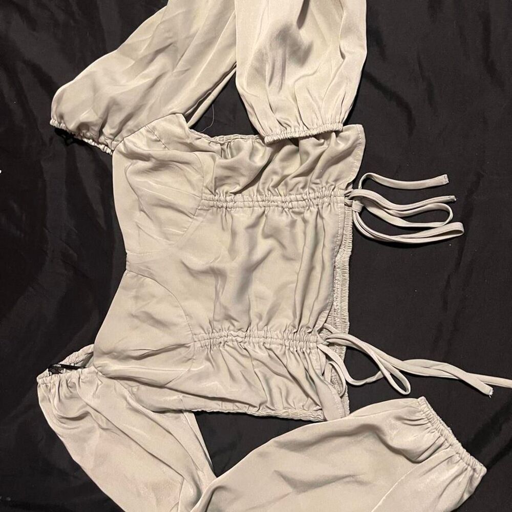 Forever-21 Women's Khaki and Green Crop-top